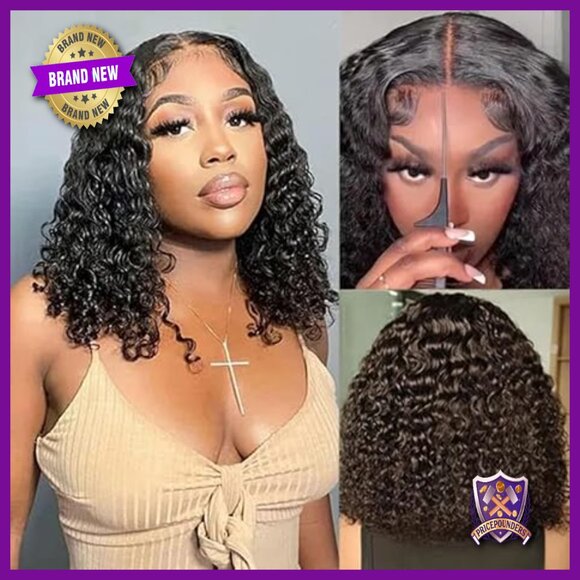 Glueless Human Hair Lace Front Wig 10 Inch Bob Water Wave Pre Plucked main image 6